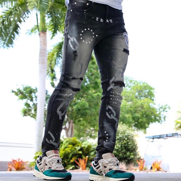 Thrt Chain link Grey denim Skinny Jeans - Picture 4 of 5